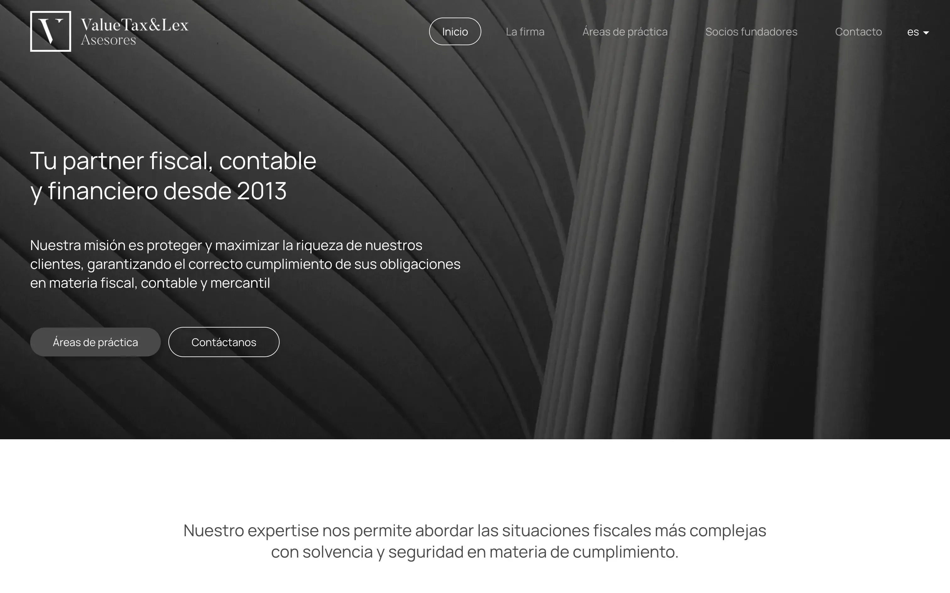 VTL Asesores (ValueTax&Lex) homepage introducing the tax and accounting firm
