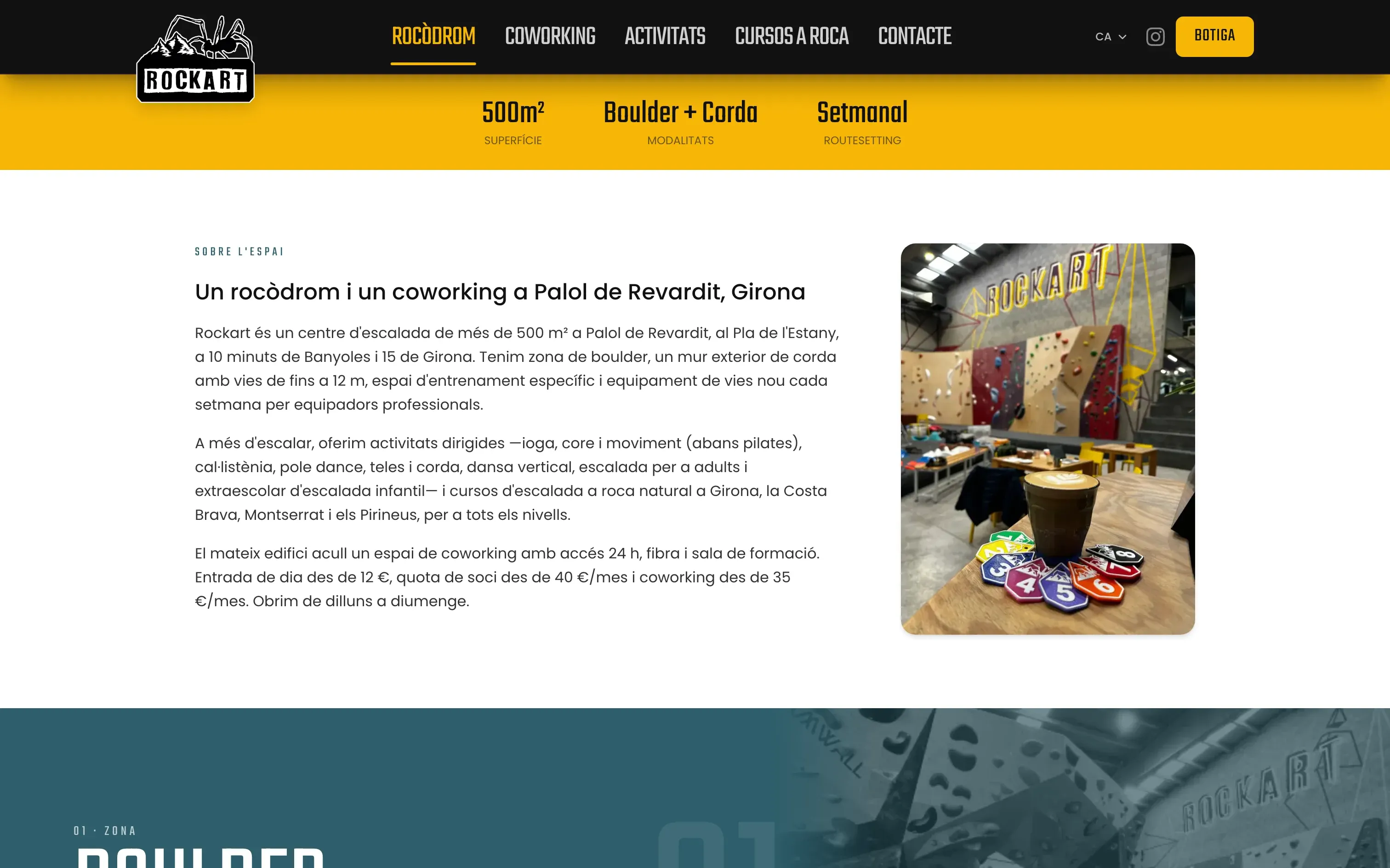 Rockart climbing gym page