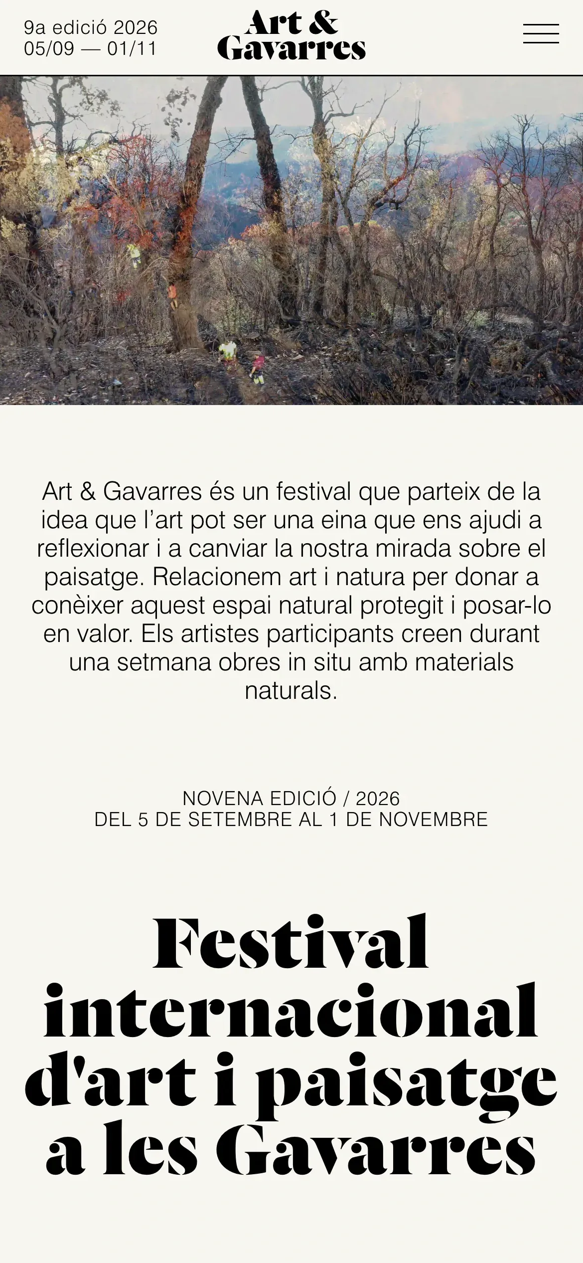 Screenshot of the Art & Gavarres website on mobile