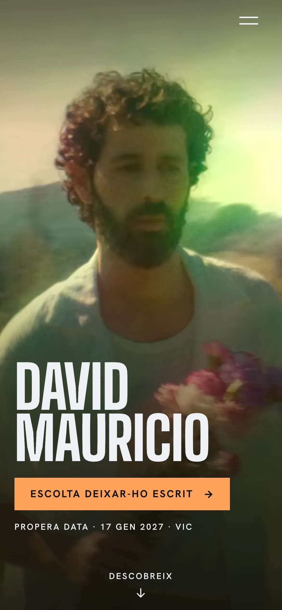 Screenshot of the David Mauricio website on mobile