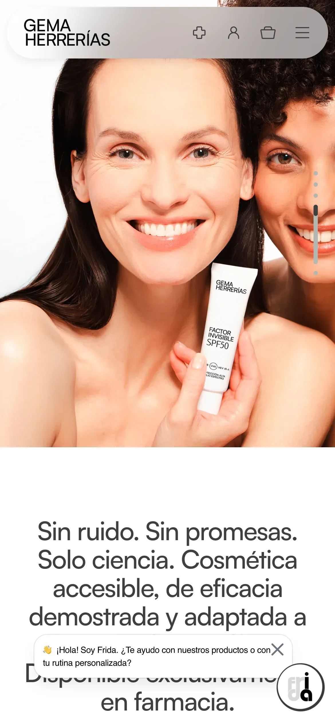 Screenshot of the Gema Herrerías eCommerce website on mobile
