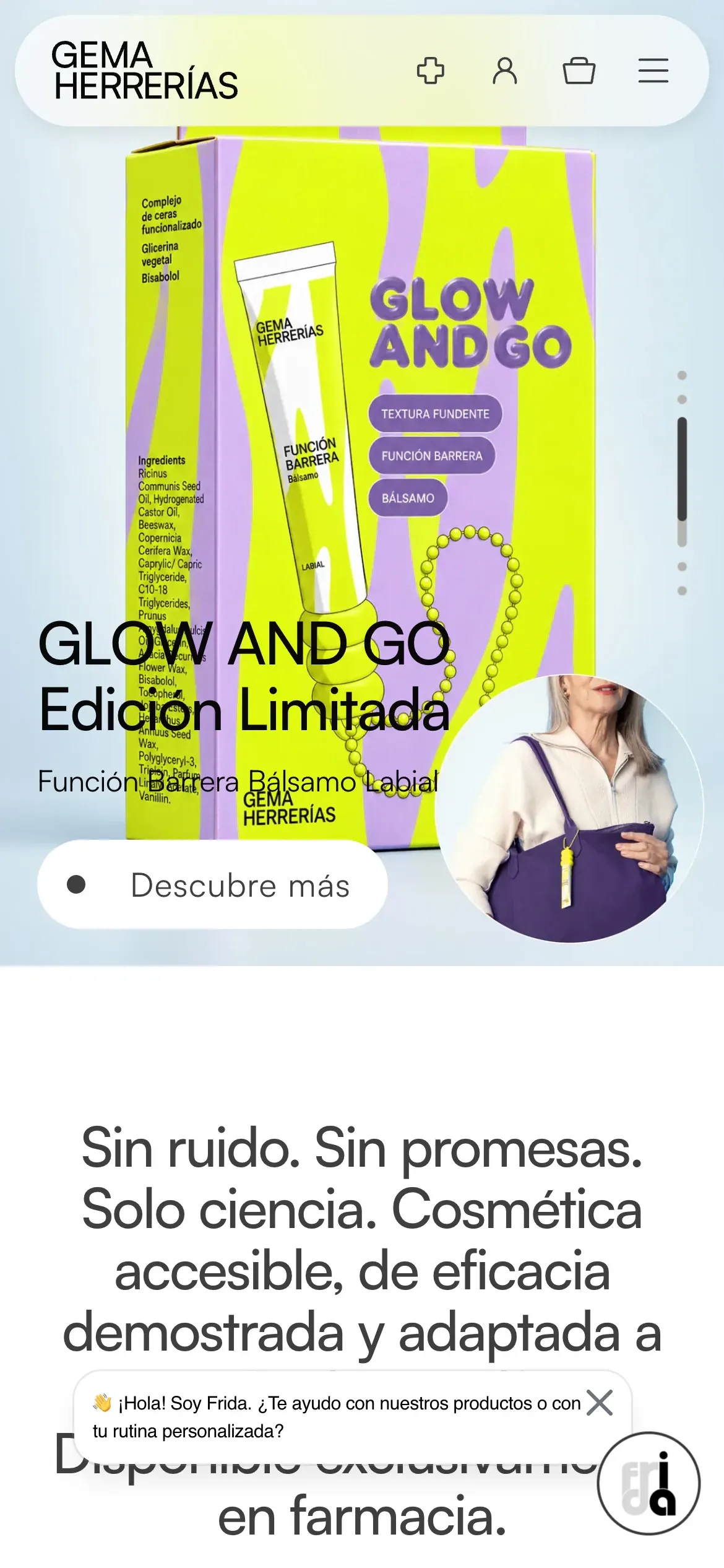 Screenshot of the Gema Herrerías eCommerce website on mobile