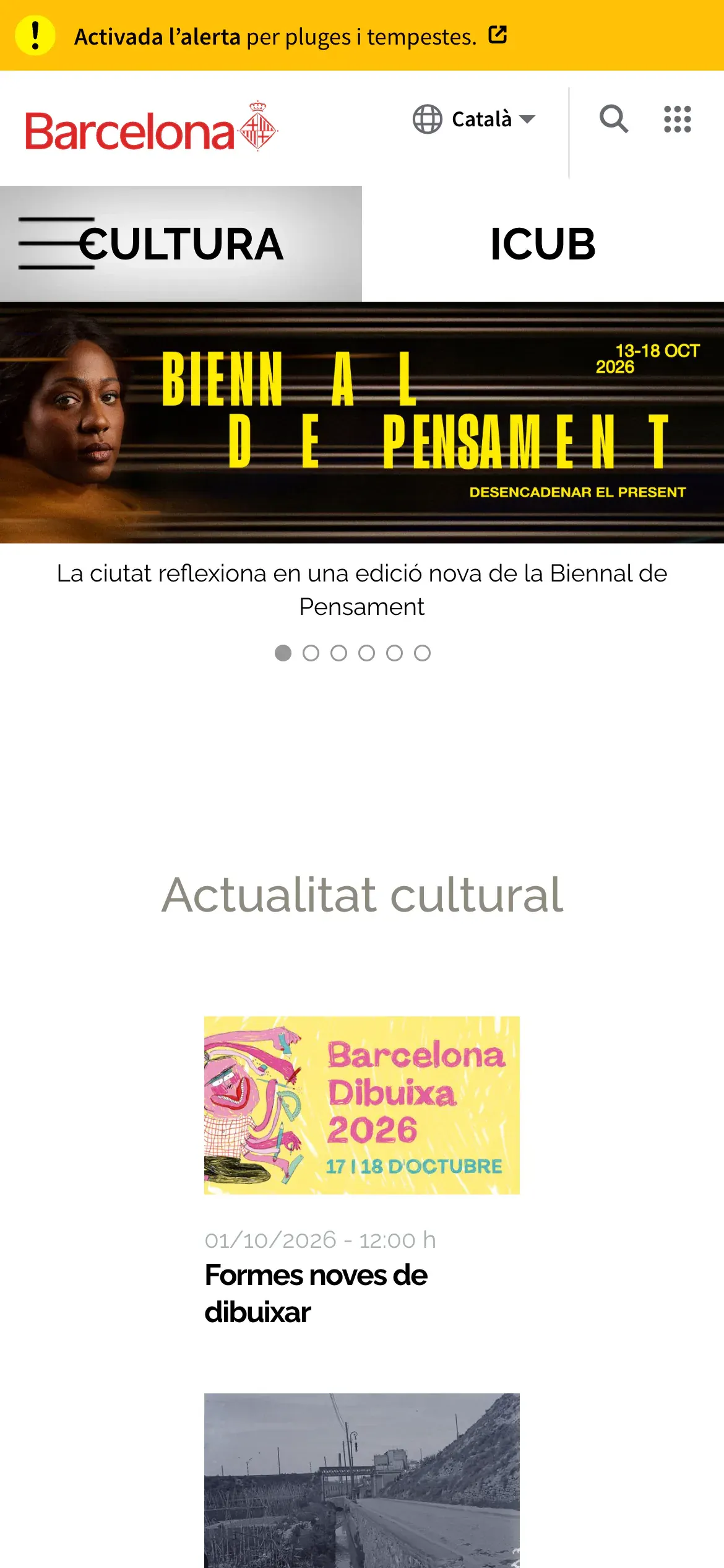 Screenshot of the Quadern Cultura website on mobile