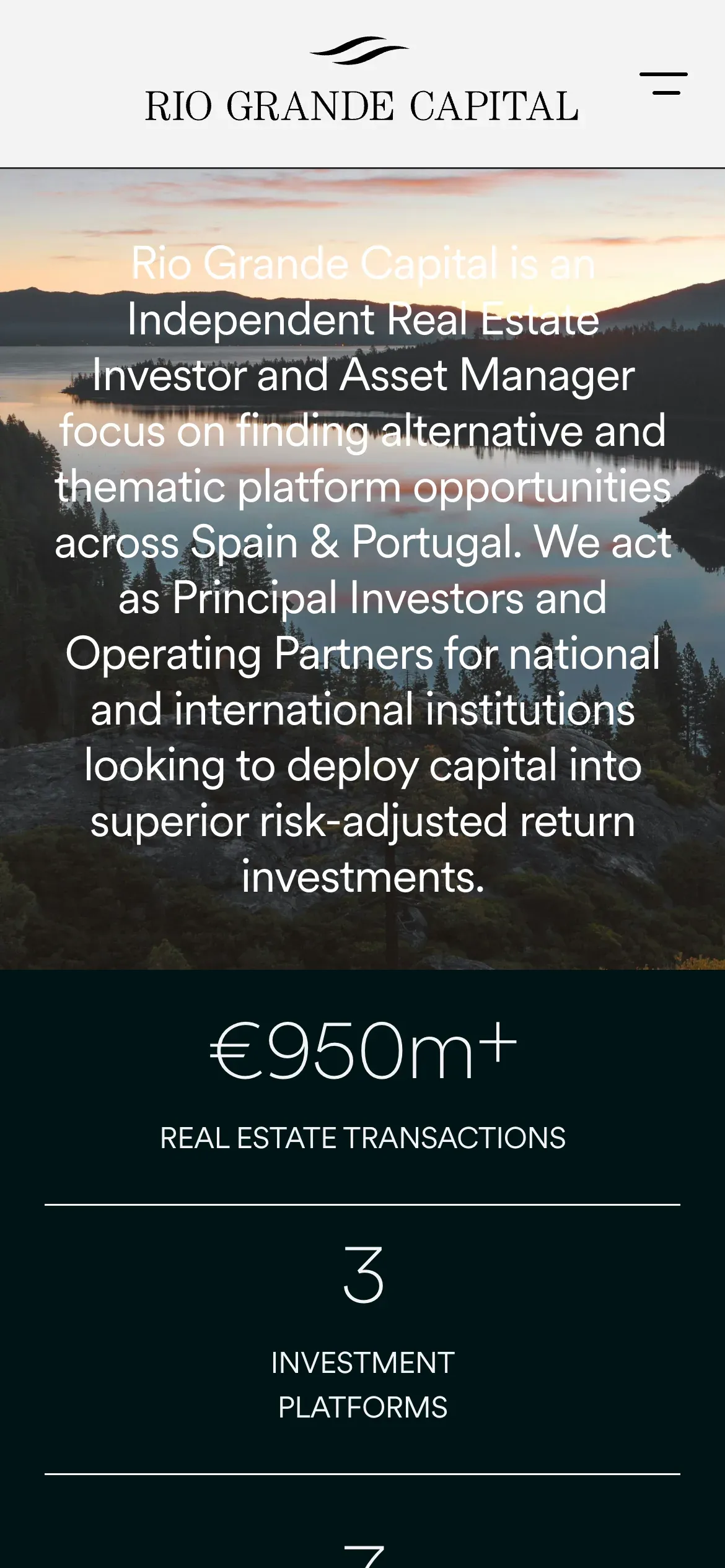 Screenshot of the Rio Grande Capital website on mobile