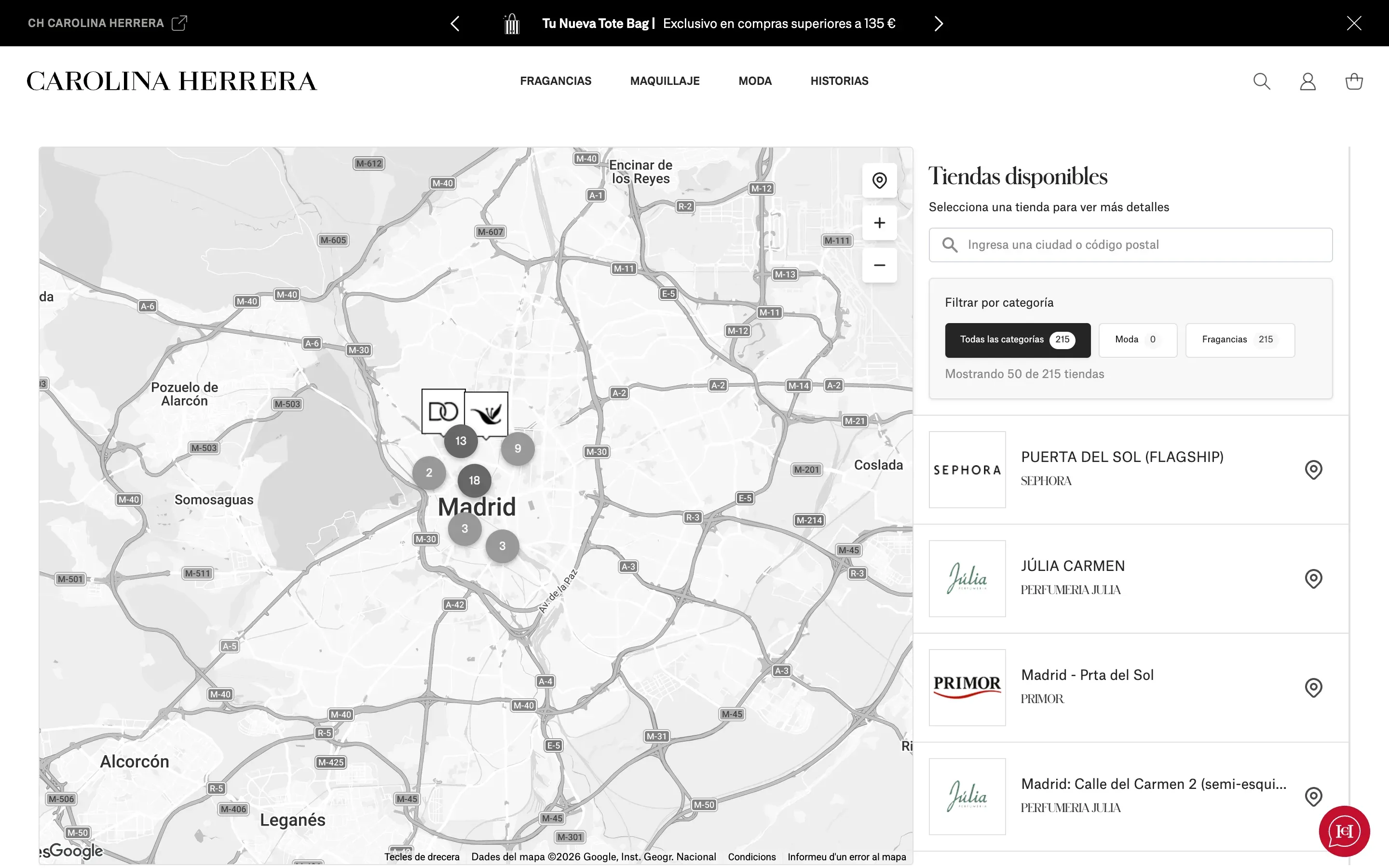 Screenshot of the Store Locator website on desktop