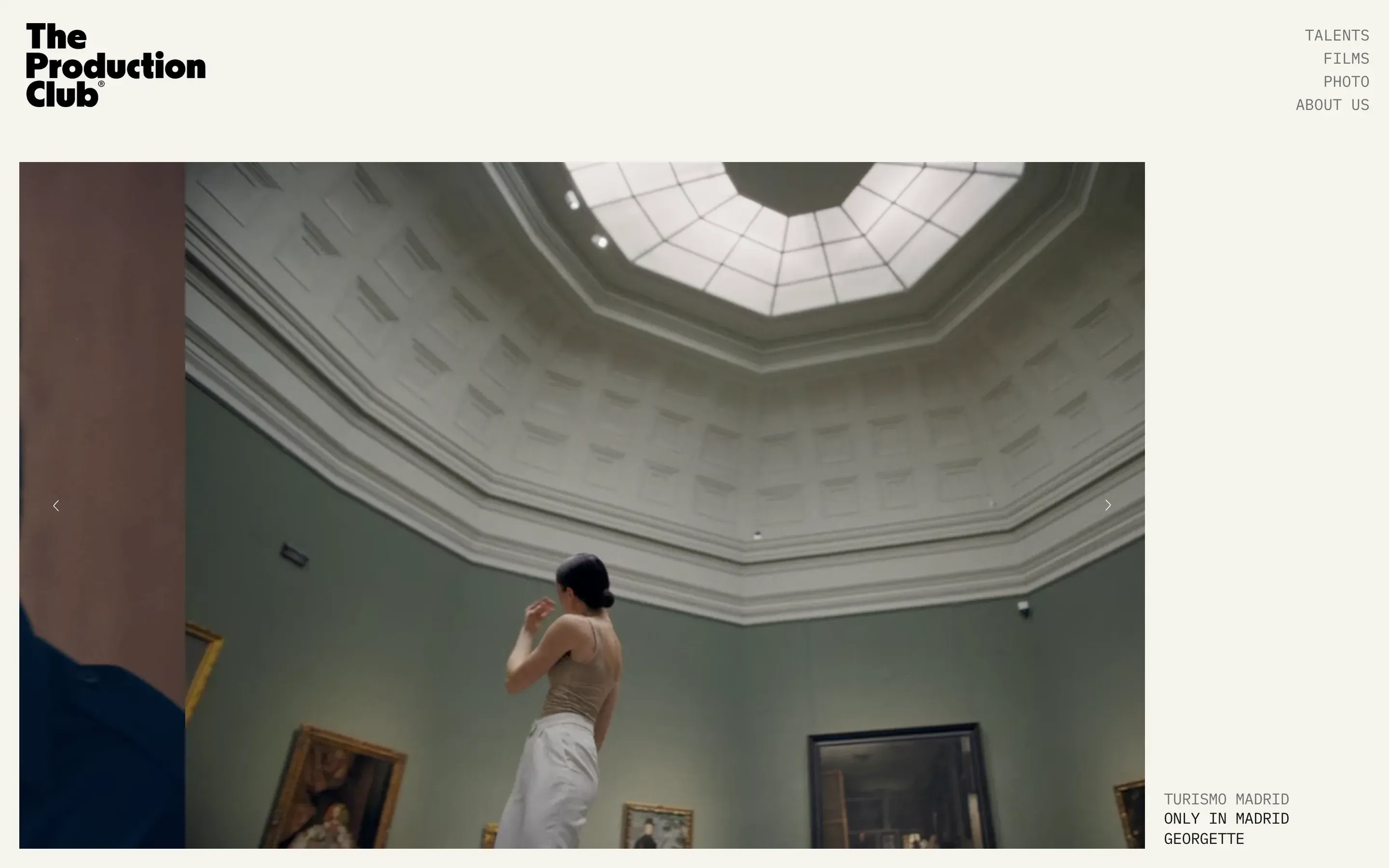 Screenshot of the The Production Club website on desktop