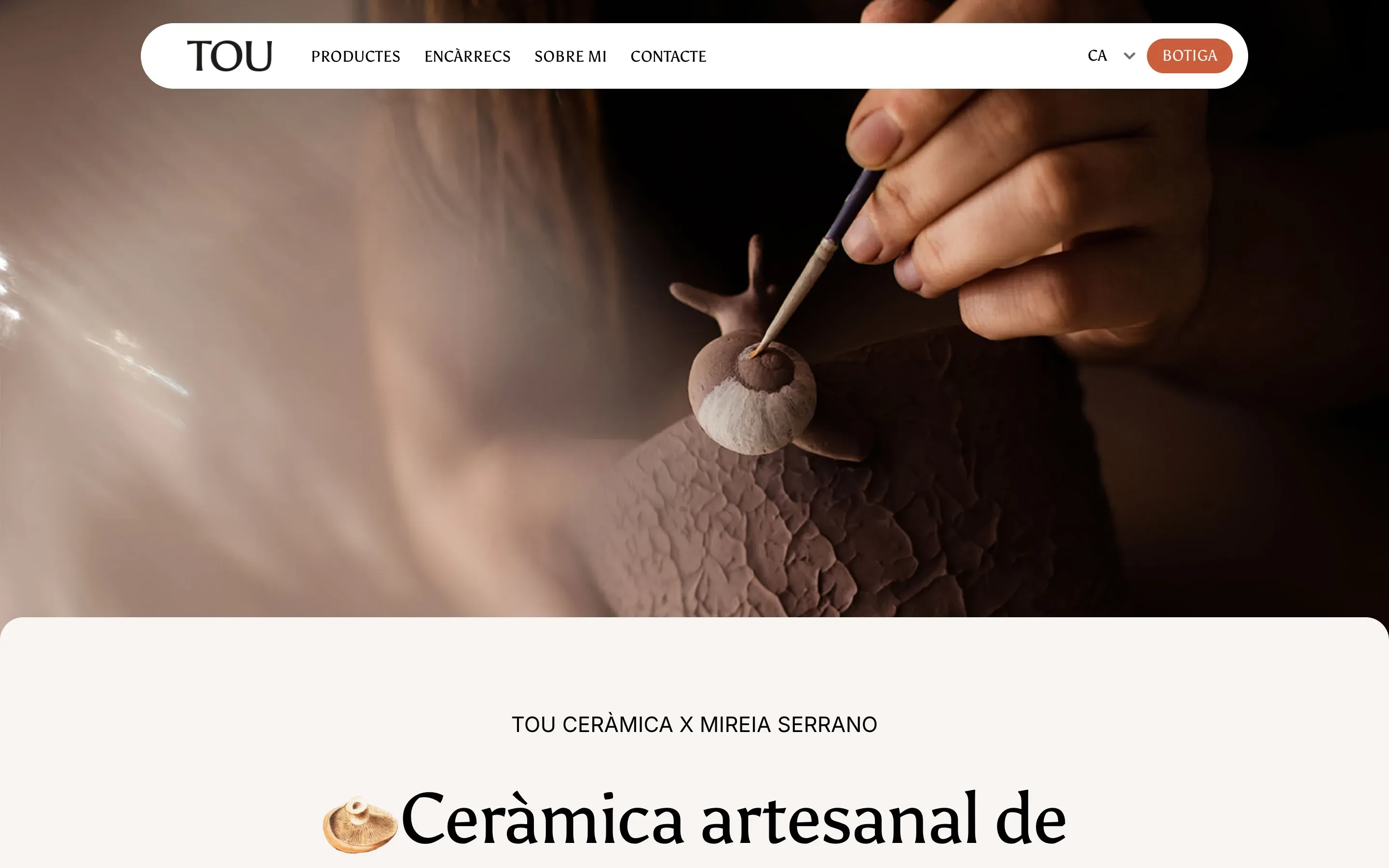 Screenshot of the TOU Ceràmica website on desktop