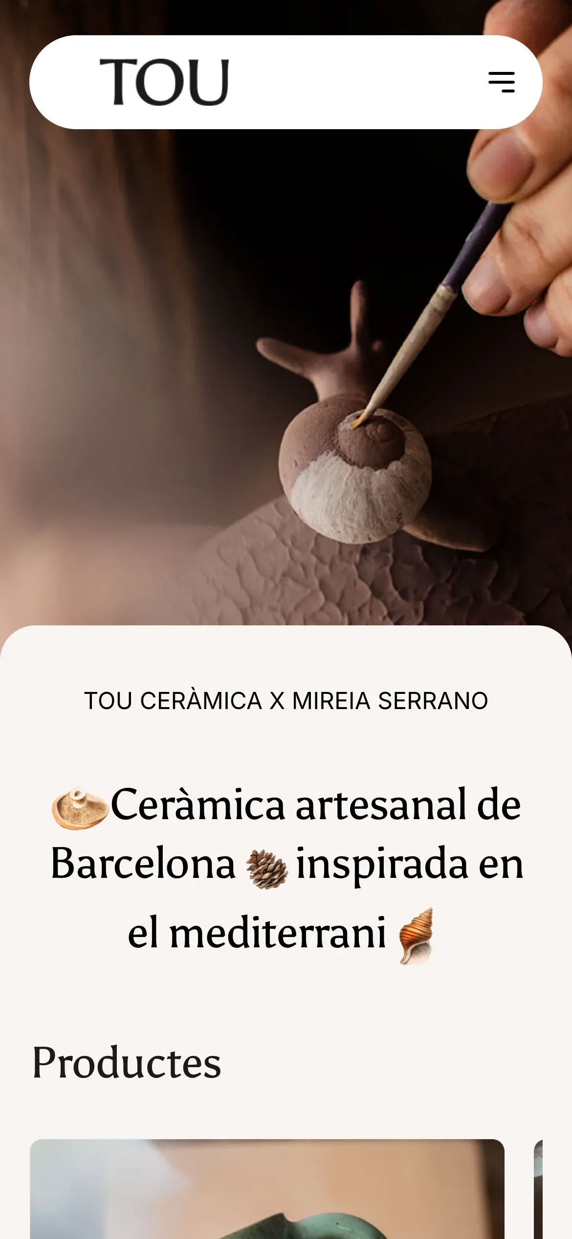 Screenshot of the TOU Ceràmica website on mobile