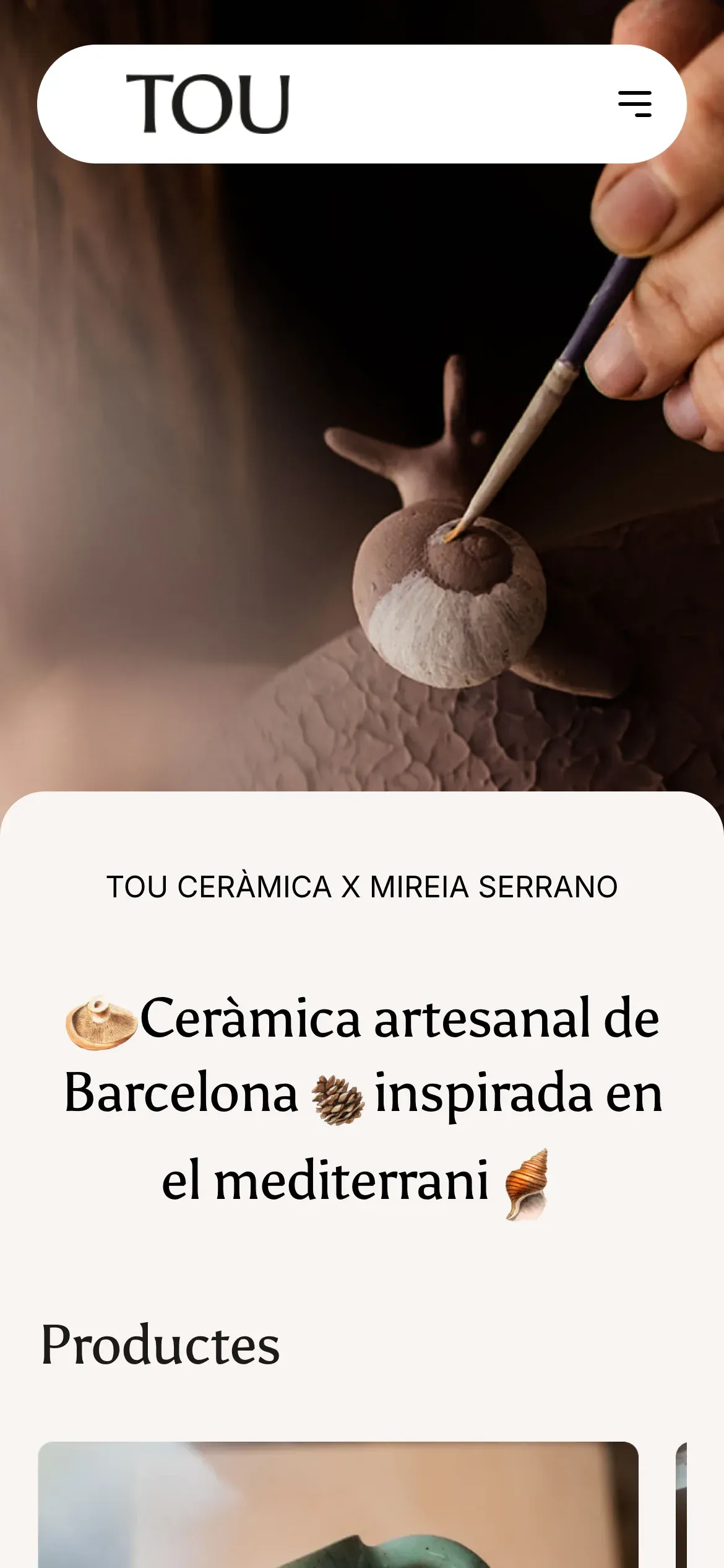 Screenshot of the TOU Ceràmica website on mobile