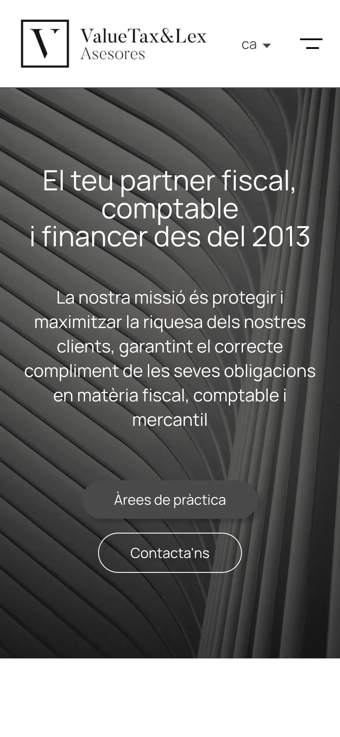 Screenshot of the VTL Asesores website on mobile